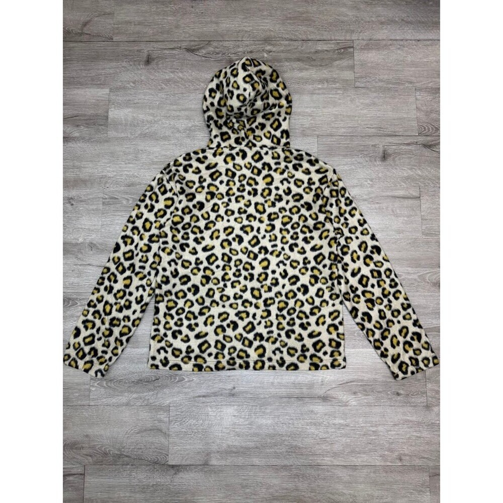Leopard Print Fleece Hoodie Men’s Small Cozy Sherpa Pullover - Picture 5 of 5